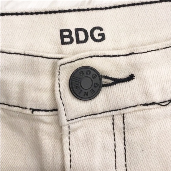 BDG High Rise Cream Roll Up Jean Denim Shorts - Picture 5 of 8